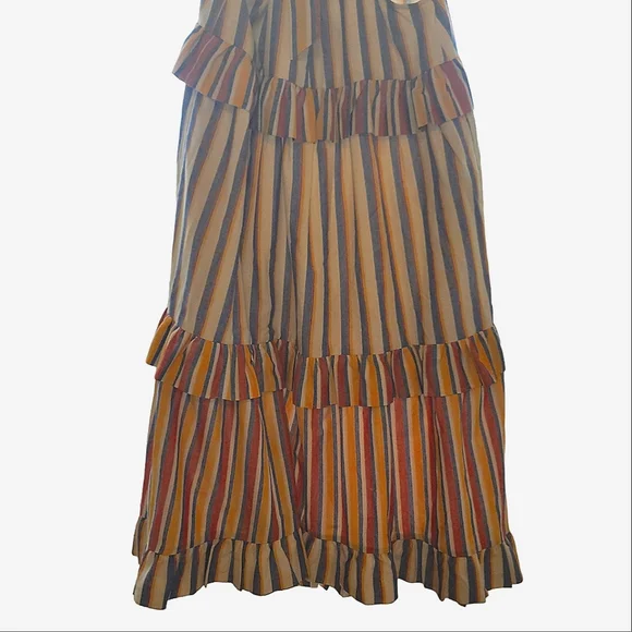 DAVI & DANI Tiered Lined Striped Ruffle Maxi Dress Oversized Adjustable Straps - Picture 10 of 13